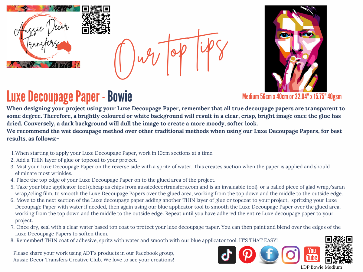 Bowie - Aussie luxe decoupage paper