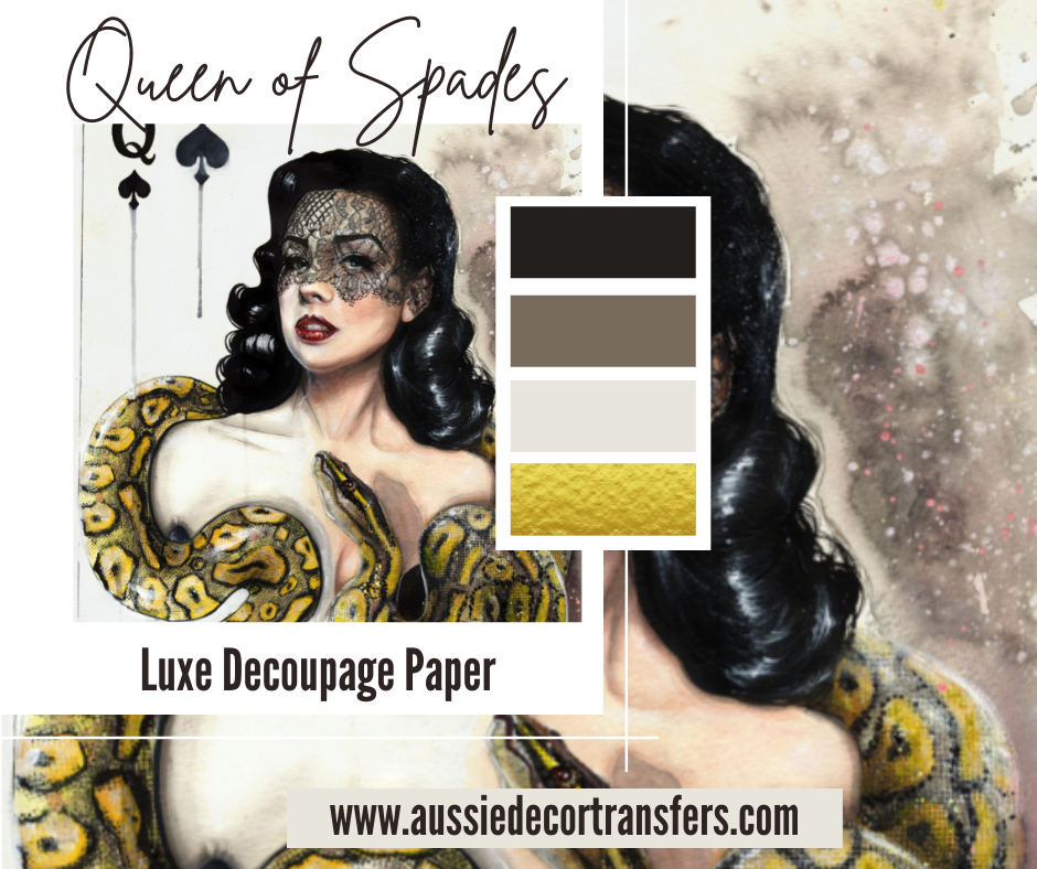 Queen of spades - Aussie luxe decoupage paper