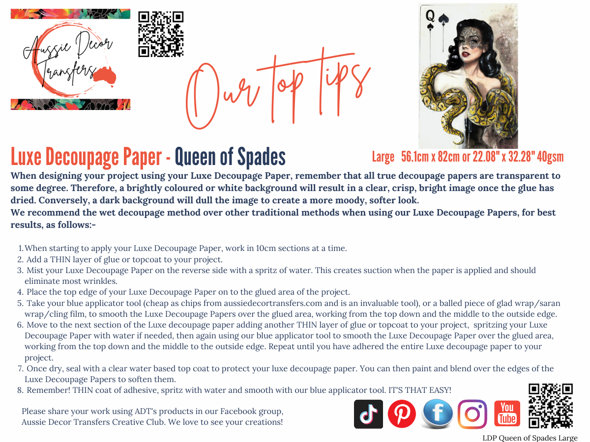 Queen of spades - Aussie luxe decoupage paper