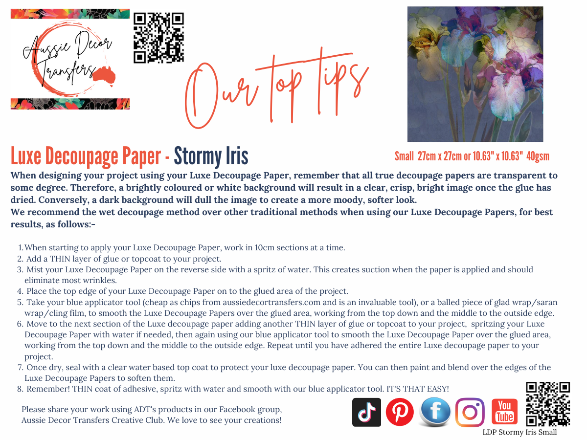 Stormy iris - Aussie luxe decoupage paper