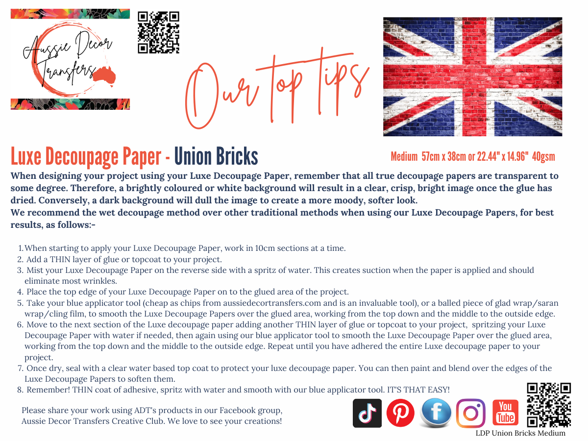 Union bricks - Aussie luxe decoupage paper