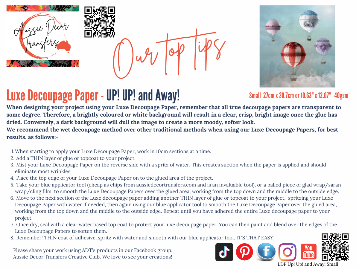 Up! up! and away! - Aussie luxe decoupage paper
