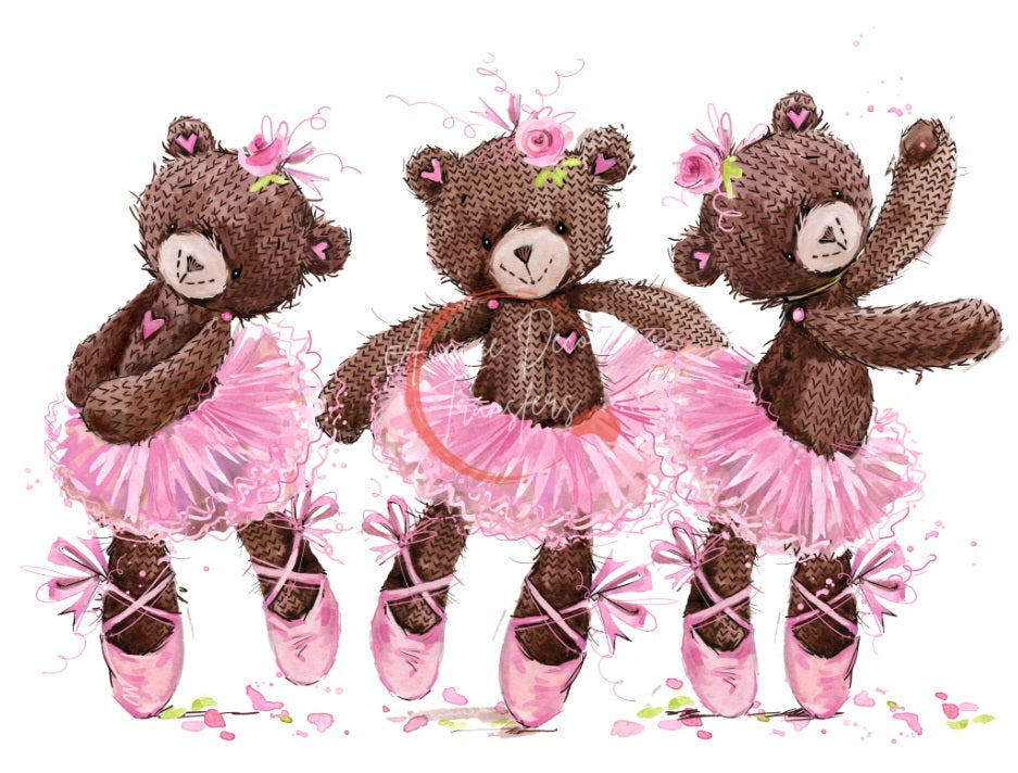 Ballerina teddies - Aussie luxe decoupage paper