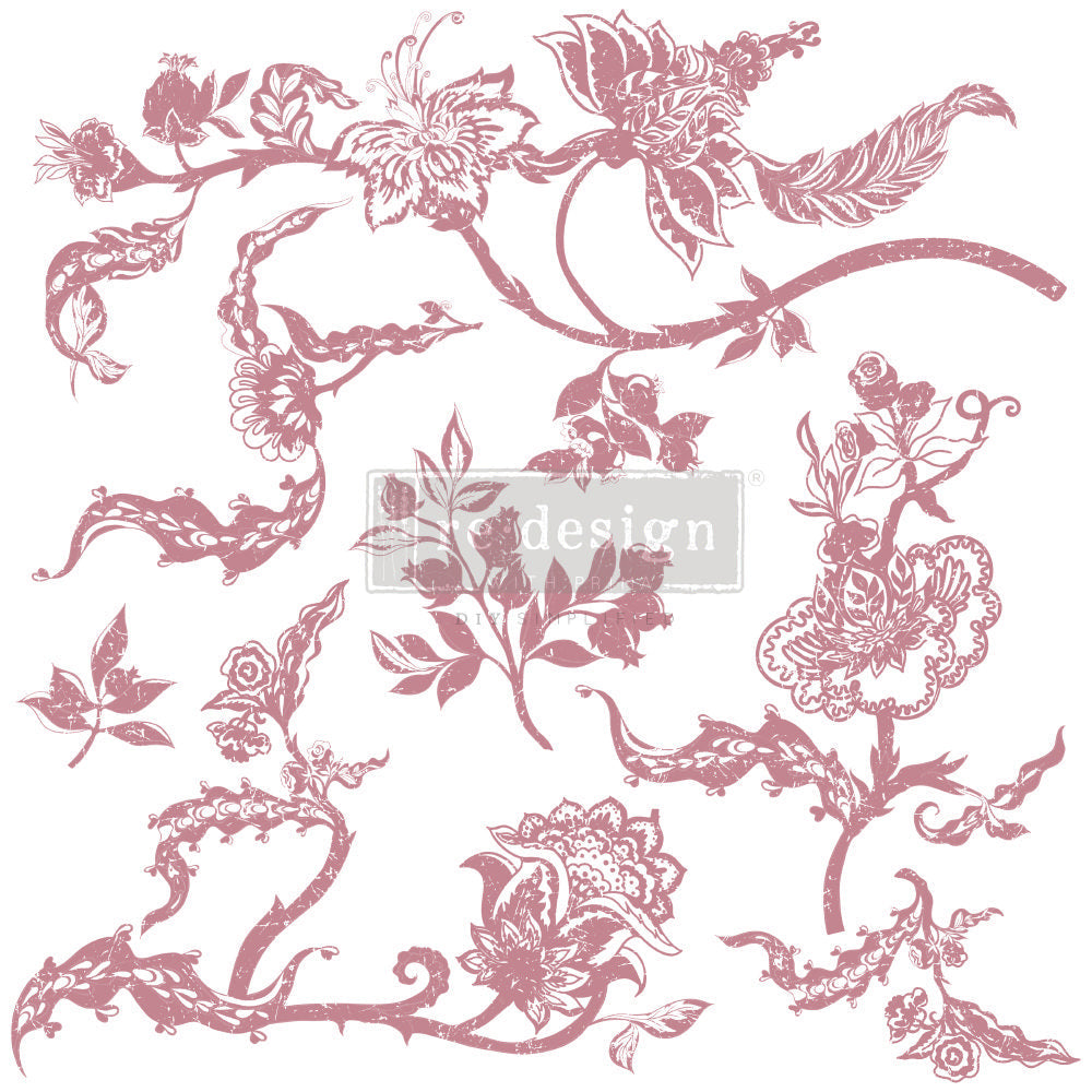 Redesign Decor Clear-Cling Stamps - Distressed Floral Prints