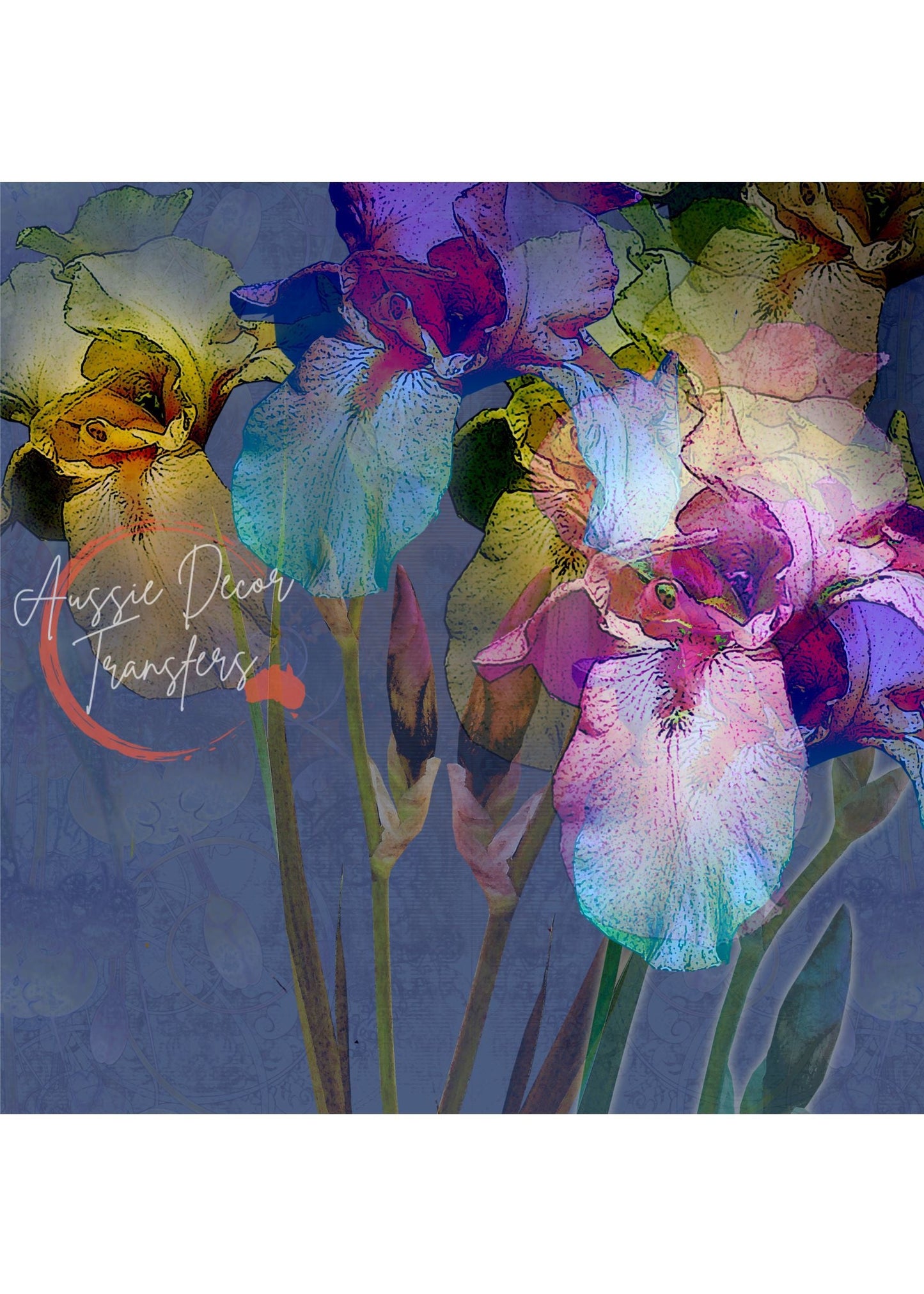 Stormy iris - Aussie luxe decoupage paper