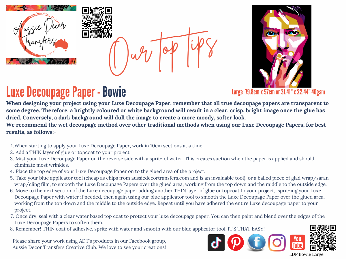 Bowie - Aussie luxe decoupage paper