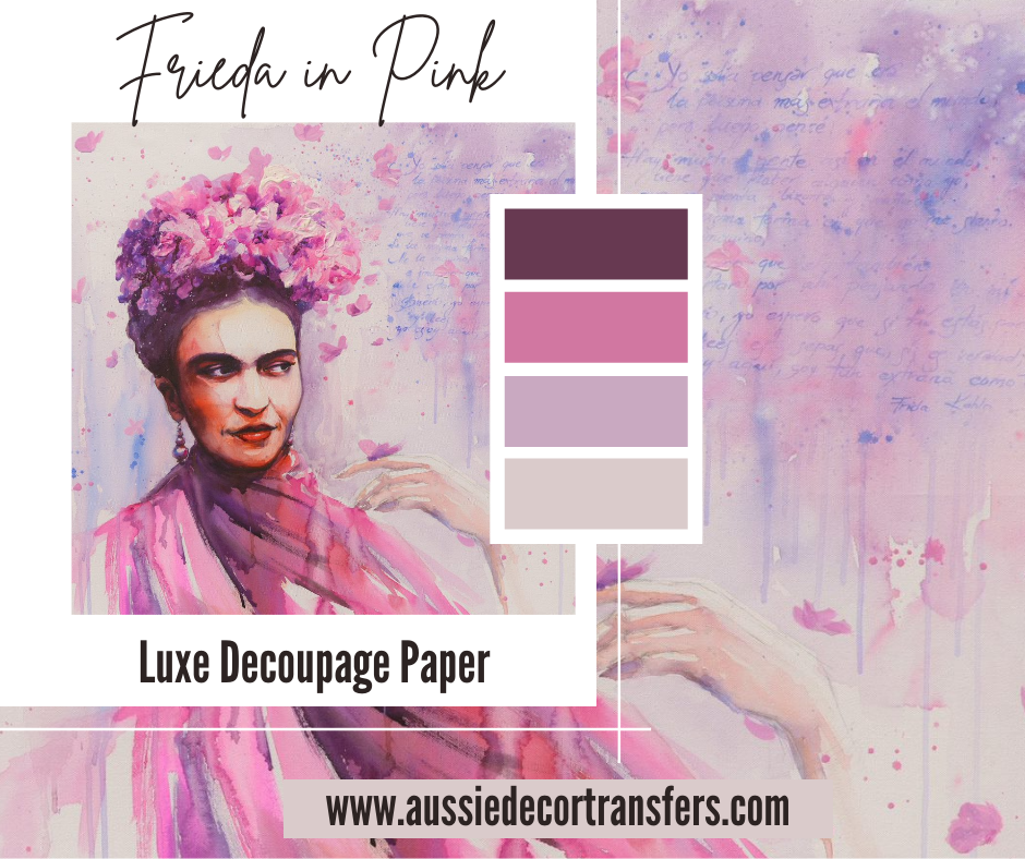 Frida in pink - Aussie luxe decoupage paper