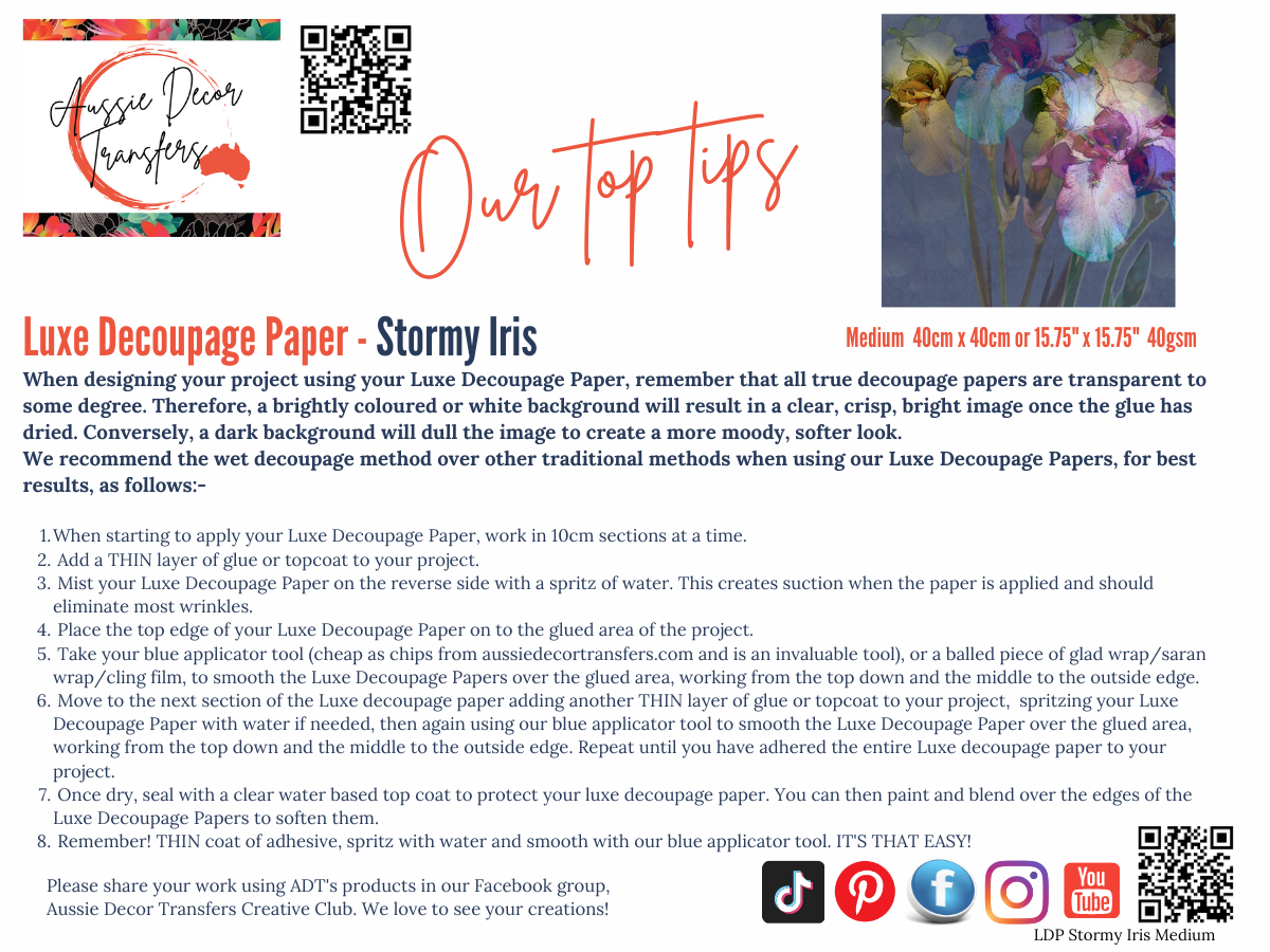 Stormy iris - Aussie luxe decoupage paper