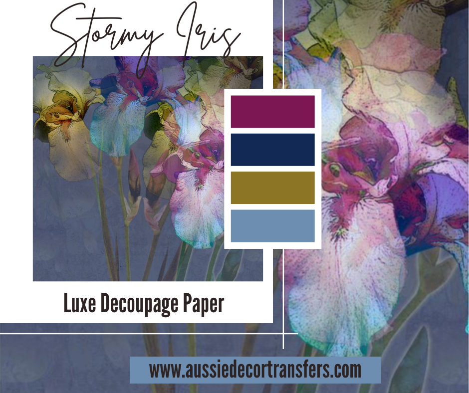 Stormy iris - Aussie luxe decoupage paper